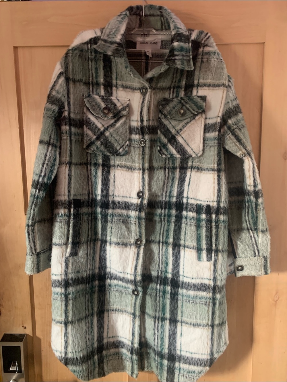 Women’s Tribal Jeans Green Plaid Long Shacket